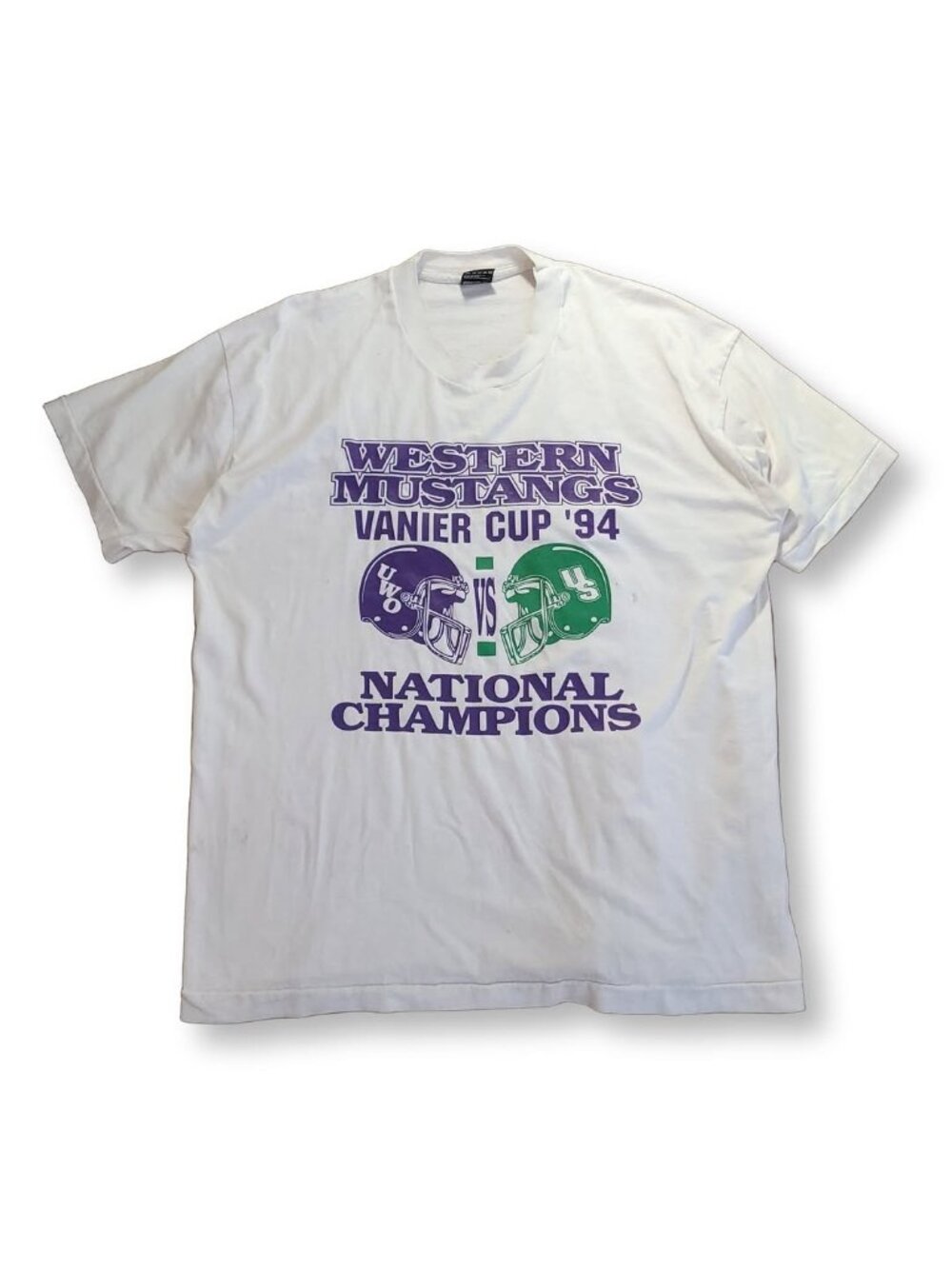 Rare Vintage 1994 Western Mustangs Vanier Cup Champions Single Stitch T-Shirt